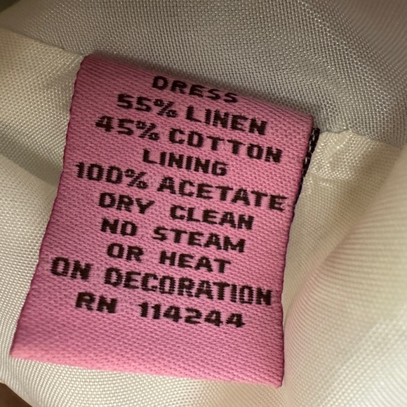 Eliza J Floral Beaded Neckline Dark Navy Blue White Linen Blend Mini Dress M - Picture 17 of 17